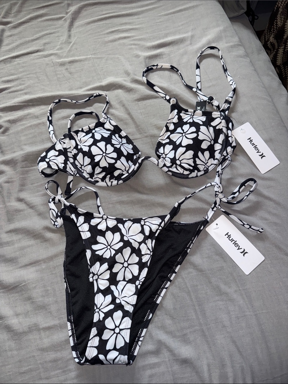 Hurley Black & White Floral Bikini